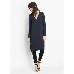 Vince V Neck Tunic Dress Navy Blue Size L